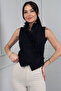 Women's Ruffled Double Breasted Collar Lined Button Detailed Vest - 2