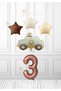 Brown Star Cream Star Balloon Cream Blue Color Police Car Balloon - Brown Number Balloon 3 Years Old