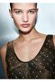 Crinkled Satin Blouse with Crystal Embellishments - 6