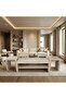 An elegant table set consisting of a rectangular center table and four square side tables, with a practical and modern design. - 2