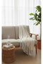 Ecru Cotton Pieces of Woven Decorative Hand-Tied Pieces Fringed Sofa Cover - 3