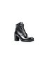 8203 Black Lace-up Zippered Genuine Leather Women's Boots - 2