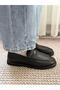 Mera Black Speckled Genuine Leather Flat Sole Women's Ballerinas - 3