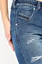 Women Regular Fit Ripped Stretchable Denim, Blue - 5
