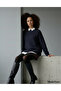 Navy Blue Crew Neck Oversize Women's Knitwear Sweater - 3