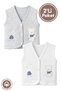 Unisex Baby Mushroom Teddy Bear Embroidered Organic Cotton 3-6-9 Months 2-Piece Combed Cotton Baby Vest - Gray