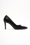 Women's Black Snake Pointed Toe Design Sole Thin Low Heel Shoes Gronia - 2
