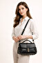 Black Leather Women's Shoulder Bag with Chain Detail - Timeless Elegance - 6