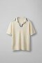 Men's Half Pat V-Neck Patterned Knitwear T-Shirt Cream Blue