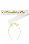 Mom To Be Metal Crown and Sash & Baby Shower Set & White Gold Sash Gold Crown