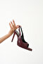 Women's Open Back Pointed Toe Thin Heeled Platform Shoes Hari Burgundy Patent Leather - 6