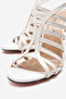 Women's White Patent Leather Open Cage Toe Design Thin Heeled B Piped Shoes Elo - 2