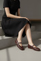 Nice Silver Buckle Detailed Knitted Women's Ballerinas - 7
