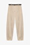 Belted High Waist Balloon Pants Beige - 2