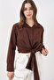 Women's Tie-Up Long Sleeve Shirt 20325 - Brown - 3