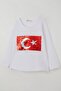 Girl's Long Sleeve T-Shirt Sequined Crescent Star 4-14 Years, White - 6