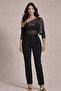 Women's Black Tulle Blouse with Gathered Sleeves and Side Gathered Bustier Be209 - 3
