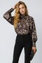 Women's Leopard Printed Casual Satin Blouse with Collar and Cuff Detail - 6