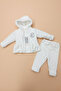 Corded Fabric Velvet Coat with Elephant Embroidery 3-Piece Set Coat-Bottom-Top