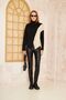 Women's Black Beige Two Layer Asymmetrical Acrylic Long Sleeve Turtleneck Sweater 3494308 - 3