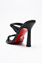 Women's Double Strap Buckle Heeled Slippers Rona Black Skin - 2