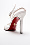 Women's Open Cage Toe Design Thin Heeled Shoes Prona White Patent Leather - 2