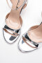 Women's Thin Band Back Helmet Heeled Shoes Livora Silver Mirror - 3