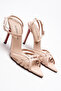 Women's Open Cage Toe Design Thin Heeled Shoes Prona Nude Patent Leather - 4
