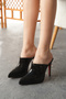 Women's Short Platform Thin Heeled Slippers Miole Black Patent Leather