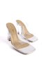 Silver Wrinkled Transparent Women's Transparent Heeled Shoes - 3