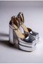 Silver Wrinkled Double Platform Special Design Wedding and Wedding Dress High Heeled Women's Shoes Figo