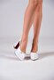 White Patent Leather Double Platform Design Back Open Women's High Heels Shoes Pacha - 3