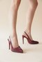 Burgundy Patent Leather Pointed Toe Women's Heeled Shoes Chicora - 5