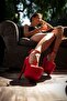 Red Suede Thin Heeled Platform Women's Shoes Donna - 2
