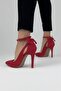 Red Suede Bow Women’s Heeled Shoes & Stiletto Bow - 3