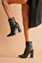 Black Leather Women's Heeled Boots & Booties Cristina - 4