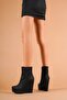 Daina Black Suede Wedge Heeled Women's Boots - 4