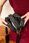 Original Special Boxed Trendy Model Luxury Soft Leather 3-Compartment Gift for Lover Mother's Day Gift Birthday Gift Boxed Adjustable Comfortable Thick Column Cross Strap Shoulder Bag - Black - 5