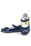 Navy Blue Patent Leather Bow and Velcro Girls' Ballerinas - 7