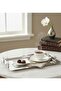 Lara Patterned Stainless Steel Tea Tray 29X45 cm – 0.80 mm Platinum with Handles, Stylish Satin Presentation - 2