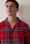 Red Men's Plaid Pattern Long Sleeve Shirt Pajama Set - 5