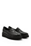 Women's Black Wedge Sole Genuine Leather Shoes - 4