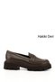 Women's Brown Antique Thick Heeled Genuine Leather Loafer Shoes