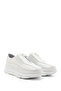 Women's White Zippered Padded Sole Genuine Leather Sneakers - 3