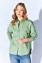 Çağla Brooch Detailed Oversized Single Pocket Gabardine Shirt |   Mkw168174-01 - 3
