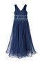 Stone-Studded Feathered Evening Dress for 6-14 Years Old - Blue 12-13 Years Old - 3