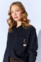 Black Brooch Detailed Oversized Single Pocket Gabardine Shirt |   Ek10008174 - 2