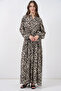 Women's Beige Black Viscose Hijab Dress 2423 - 7