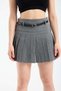 Women's Pleated Dark Gray Shorts Skirt with Belt Detail - 4
