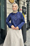Three Button Drawstring Shirt - Navy Blue - 6